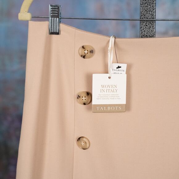 Talbots Classic Suit Set Blazer 8 PETITE Skirt 8 REG Tan Woven in Italy Career - Picture 10 of 11